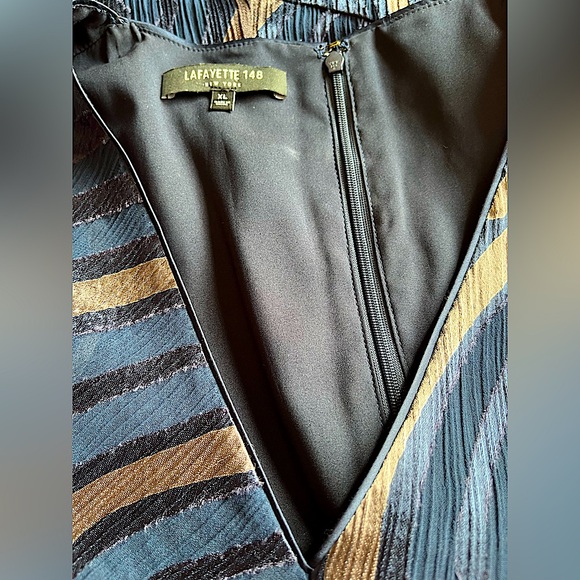 LAFAYETTE 148 New York Navy Patterned Maxi Dress - Picture 10 of 12